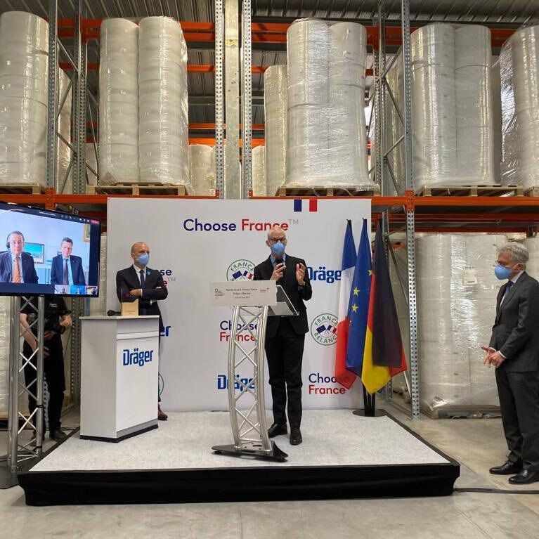 Minister Franck Riester visits Alsace and presents the “Choose France” Prize to the Dräger company